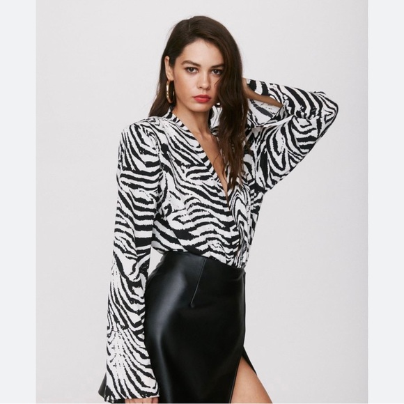 Nasty Gal Tops - Wild Streak Zebra Bodysuit T14